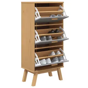 Shoe Cabinet OLDEN Grey and Brown 55x35x120cm Solid Wood Pine