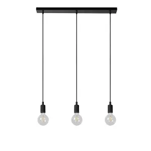 Lucide Fix Modern Bar Pendant Light - 3xE27 - Black