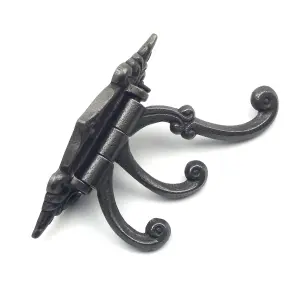 Oakcrafts - Antique Iron Triple Swivel Hat and Coat Hook