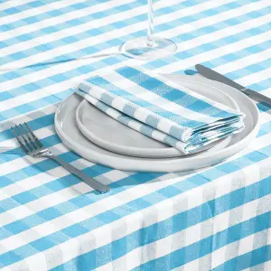 Homescapes Blue Block Check Cotton Gingham Tablecloth 137 x 137 cm