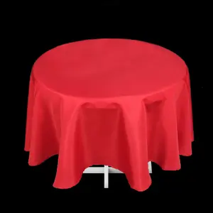 Neel Blue Polyester Tablecloth Round 120" - Red