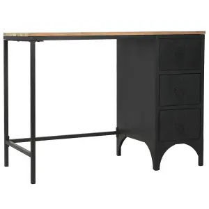 Berkfield Single Pedestal Desk Solid Firwood and Steel 100x50x76 cm