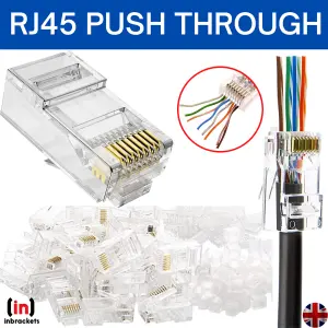 RJ45 Pass Through EZ Connectors Crimp End Push Through RJ45 Crimp plugs CAT5 Pack 10 Connectors