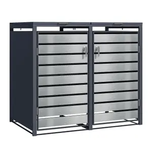 Phoenix GB2213ASK Silver effect Double Wheelie Bin Steel Storage / Bin Store