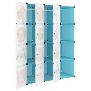 Berkfield Cube Storage Cabinet for Kids with 12 Cubes Blue PP