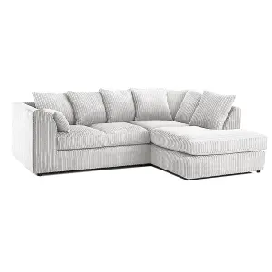 Luxor Jumbo Cord 4 Seater Corner sofa Silver Right Hand Facing