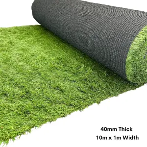 Luxury 40mm Artificial Grass High Quality Artificial Astro Turf Lawn - 10m x 1m Width