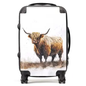 Highland Cow Watercolour Suitcase - Cabin