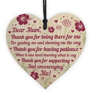 Red Ocean Dear Mum Mummy Mothers Day Gift From Daughter Birthday Gift For Mum Wooden Heart Plaque Keepsake