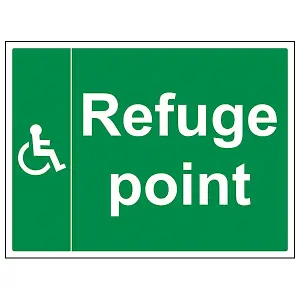 Refuge Point Fire Assembly Safety Sign - Rigid Plastic 600x400mm (x3)