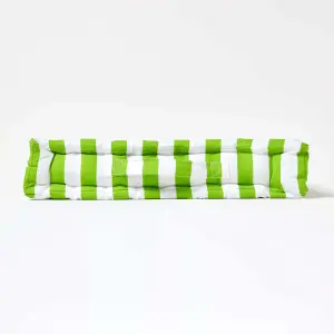 Homescapes Cotton Green Thick Stripe Floor Cushion, 50 x 50 cm