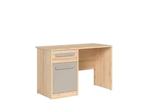 Desk with Drawer Storage Cupboard Office Study Beech Effect Beige Grey Namek