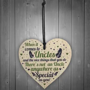 Red Ocean Handmade Uncle Birthday Gifts Presents Wooden Heart Plaque Keepsake Christmas Uncle Gifts