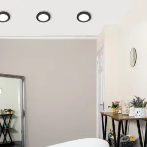 Litecraft Satin Black Magnetic Bezel For 6W Darly Bathroom Flush Ceiling Light