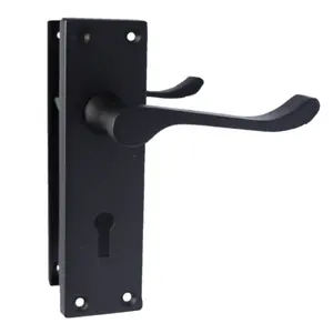 Door Handles Victorian Scroll Lever Lock - Matt Black Pack 150 x 40mm