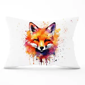 Watercolour Splashart Fox Face Cushions 33cm x 48cm