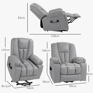 HOMCOM Riser and Recliner Chair for Elderly, Quick Assembly, Charcoal Grey