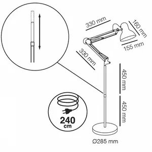 Luminosa Luxo Floor Lamp White with Round Base and Height Adjustable Body