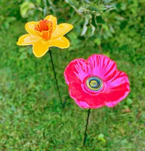 Cast Iron Daffodil & Poppy Bird Feeder Flower Dish Set