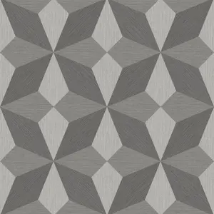 Linear Diamond Geometric Wallpaper Metallic Grey Vintage Retro Paste Wall Vinyl