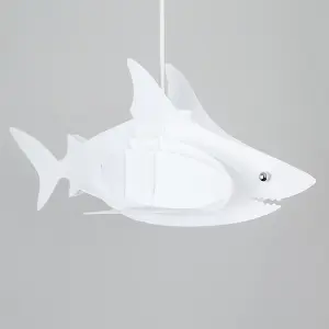 ValueLights Shark White Ceiling Pendant Shade and B22 GLS LED 6W Warm White 3000K Bulb