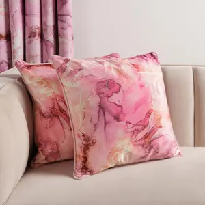 2 Pack Marble Matte Velvet Cushion Covers, Blush - 45 x 45cm