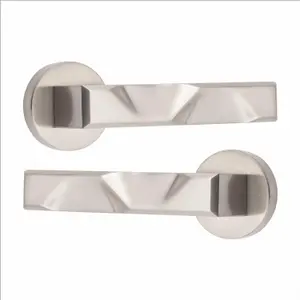 1 Set Nova Design Bathroom Complete Door Handle Set Satin Nickel Finish