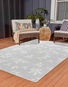 Modern Floral Design Outdoor-Indoor Rugs Silver 120x170 cm