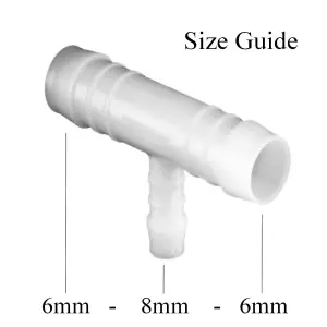 Reducing T Piece Vacuum Hose Joiner 8-12 - 8mm Tee Connector Silicone Rubber