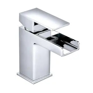 Rinse Bathrooms Modern Bathroom Waterfall Mono Basin Mixer Tap Chrome