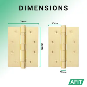 AFIT Satin Brass Door Hinges - 4 Inch / 102mm  Internal Fire Door Hinges - 15 Pairs