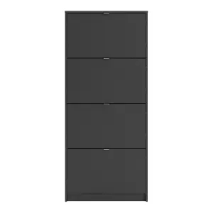 Shoes Shoe cabinet  w. 4 tilting doors and 2 layers Matt Black