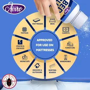 Aviro Bed Bug Killer Powder - Natural Bed Bug Treatment. Bed Bug Powder for Use on Hard & Soft Surfaces Including Mattresses. 600g