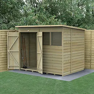 4LIFE Pent Shed 8x6 - 2 Windows - Double Door