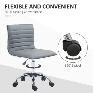 HOMCOM Armless Mid-Back Adjustable Office Chair with 360 Swivel Light Grey