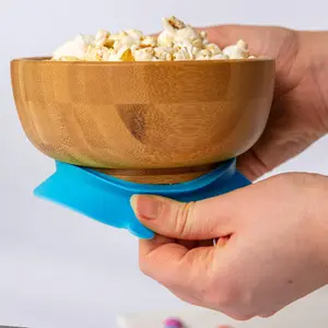 Tiny Dining - Children's Bamboo Suction Bowl& Spoon Set - Blue