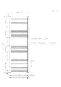 Right Radiators 1400x500 mm Straight Heated Towel Rail Radiator Bathroom Ladder Warmer Anthracite