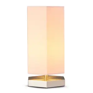 Litecraft Satin Chrome Hexagon Glow Kids LED Table Lamp