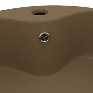 Luxury Wash Basin with Overflow Matt Cream 36x13 cm Ceramic