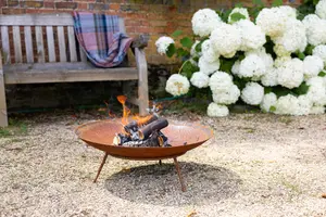 Primrose Corten Steel Fire Pit & Water Bowl Round 60cm Round