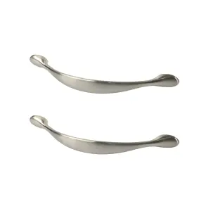 GoodHome Chervil Satin Nickel effect Kitchen cabinets Bow Pull Handle (L)15.86cm (D)35mm, Pack of 2