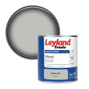 Leyland Trade Vinyl Matt Walls & Ceilings Emulsion Paint Nimbus Grey (10A03) 1L