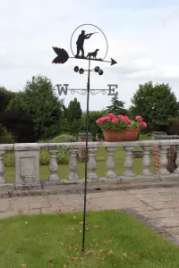 Weathervane - SHOOTER steel weathervane with ground spike and wall fixing.