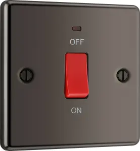 GoodHome 45A Rocker Raised rounded Control switch with LED indicator Black