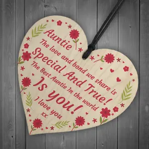 Special Gift For Auntie Birthday Mothers Day Wood Heart Gift From Niece Nephew Keepsake