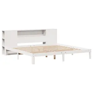 Berkfield Bookcase Bed without Mattress White 180x200 cm Super King Solid Wood Pine