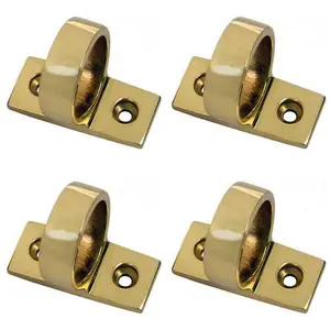 4 PACK - Horizontal Fixed Ring Sash Window Lift Handle 44 x 12mm 22mm Dia Polished Brass