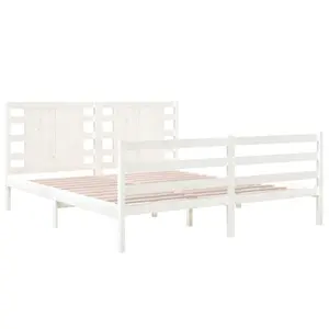 Berkfield Bed Frame White Solid Wood Pine 135x190 cm 4FT6 Double