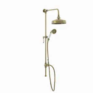 ENKI Downton Antique Brass Watercan Head Shower Riser Rail Kit RG045 200mm