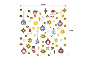 Bubble Christmas Friends and Golden Snowflakes Wall Stickers Wall Art Xmas Home